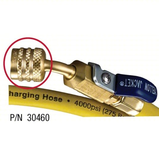 Yellow Jacket 30460 5-Foot Nylon Charging Hose with Ball Valve, A2L Compatible