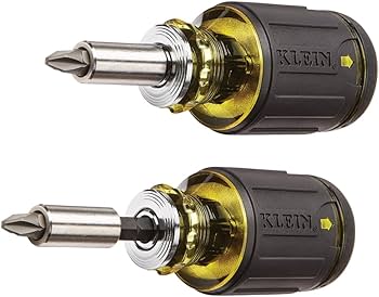 Klein Tools 32308HD Multi-Bit Stubby Screwdriver Set, Impact-Rated 12-in-1 Adjustable Magnetic Tool with Phillips, Slotted, Square Bits and Flip Nut Drivers