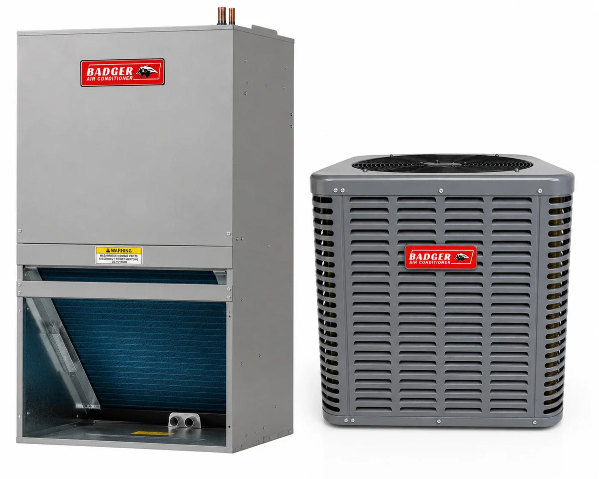 Badger 2 Ton 14.3 SEER2 R-32 Complete AC System with Air Handler – Optional Heat Kit – Models DAC5024A1000A / DWM5P241B00B