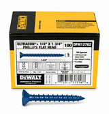 DeWalt Ultracon+ 1/4" x 1-3/4" Blue Hex Washer Head Concrete Screw Anchor DFM12722