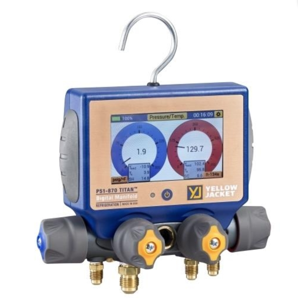 Yellow Jacket P51-870 Titan 4 Valve Digital Charging Manifold 40870 with Hoses