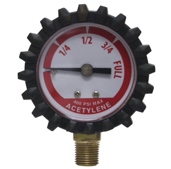 Uniweld G19D 1 1/2" 400 PSI Acetylene Replacement Contents Gauge with Protective Rubber Boots
