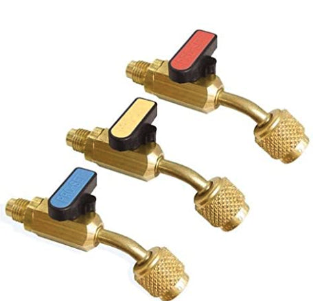 CPS BV453 1/4" SAE Male x 1/4" SAE Female 45 Degree Ball Valce, 3-Pack