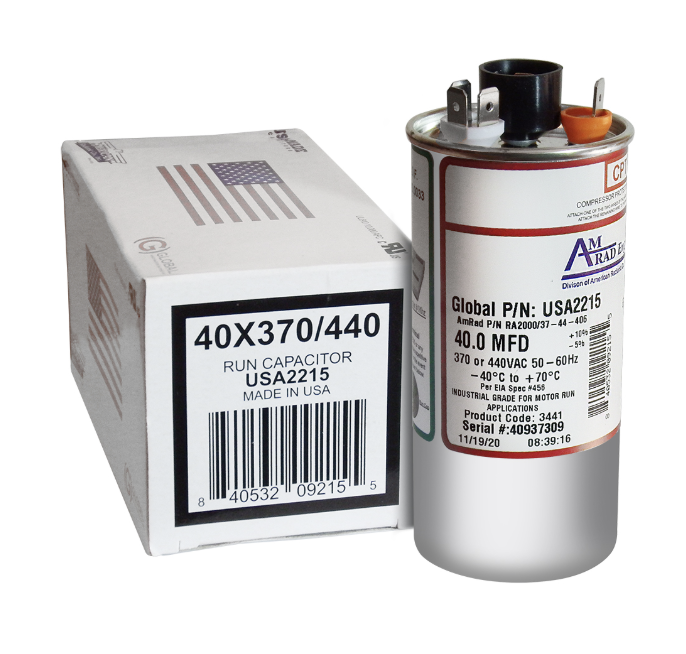 American Radionic USA2215 Oval Run Capacitor – 40 MFD 370/440V HVAC Motor Run Component