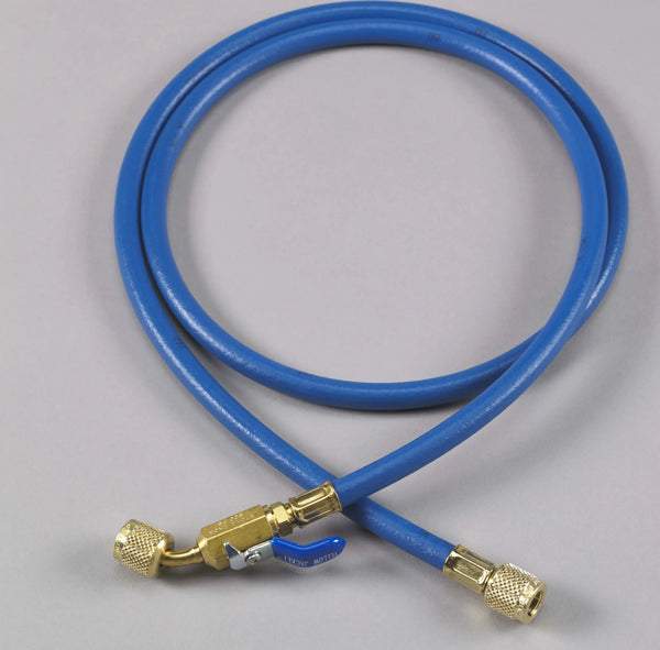 Yellow Jacket 29260 PLUS II 1/4" HVAC Blue Charging Hose 60" with Compact Ball Valve End