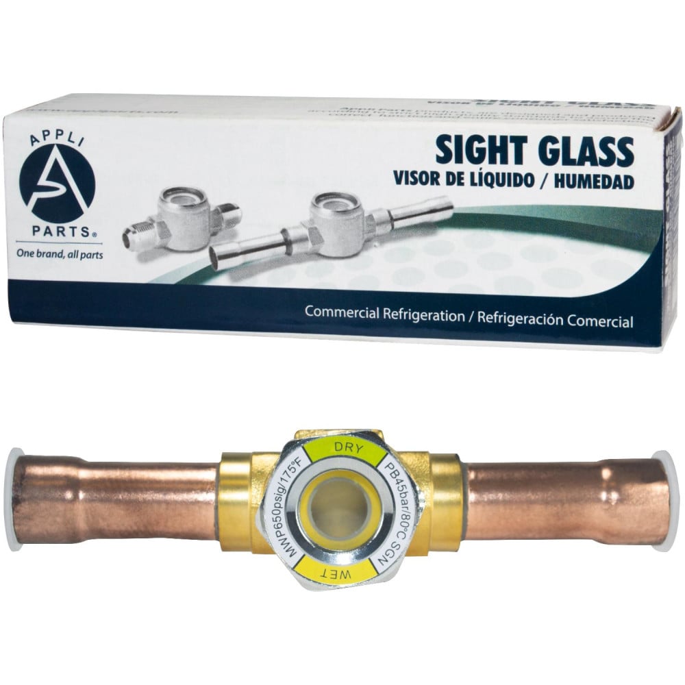 Appli Parts APSG-58S 5/8 Inch Sight Glass with Liquid Moisture Indicator – Solder Connections, Take-Apart Body, HVACR Refrigeration Use