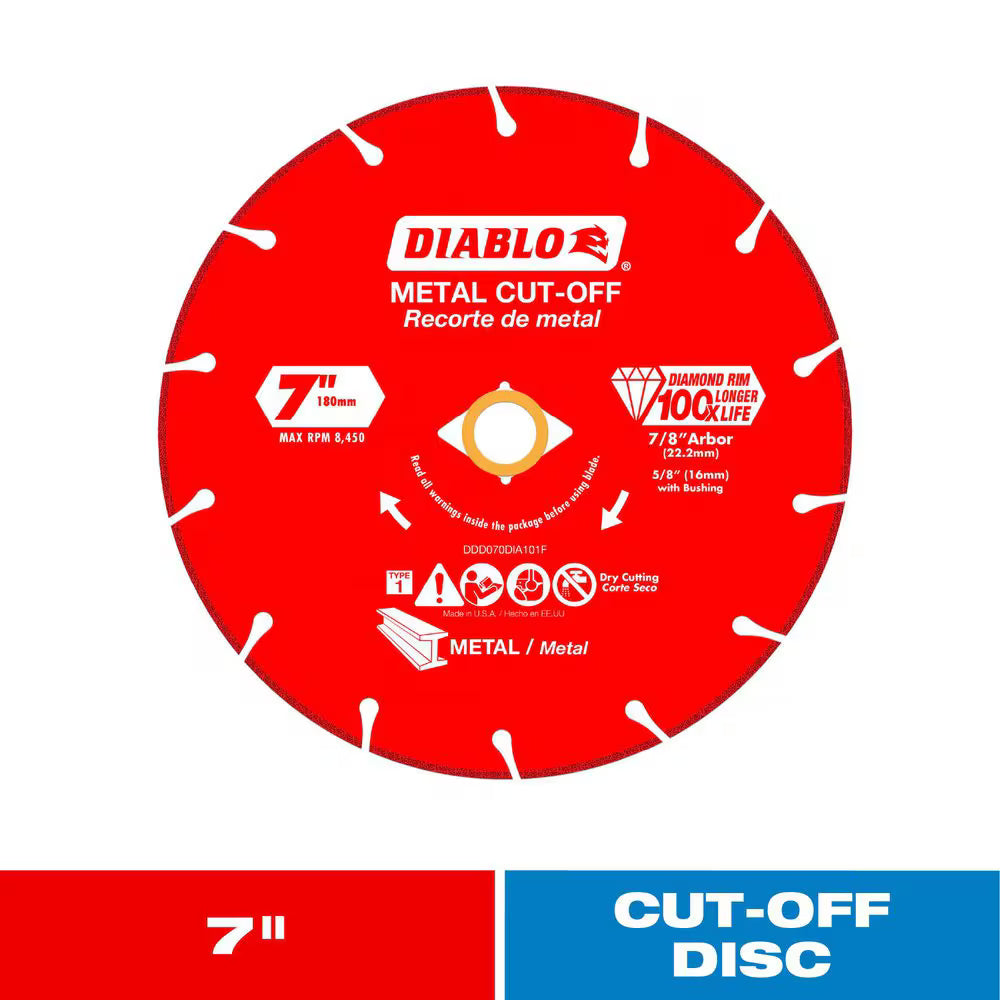 Diablo DDD070DIA101F 7-Inch Diamond Metal Cut-Off Blade