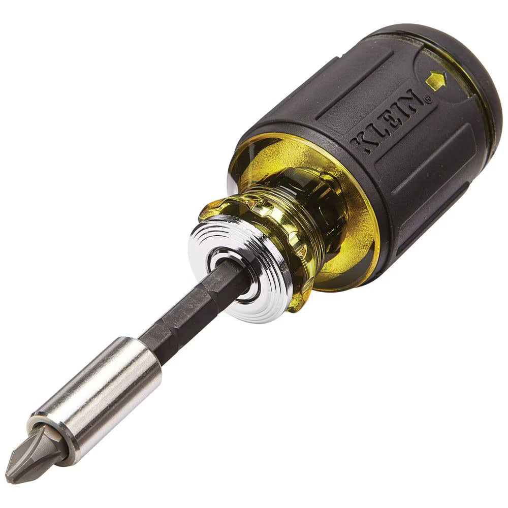 Klein Tools 32308HD Multi-Bit Stubby Screwdriver Set, Impact-Rated 12-in-1 Adjustable Magnetic Tool with Phillips, Slotted, Square Bits and Flip Nut Drivers
