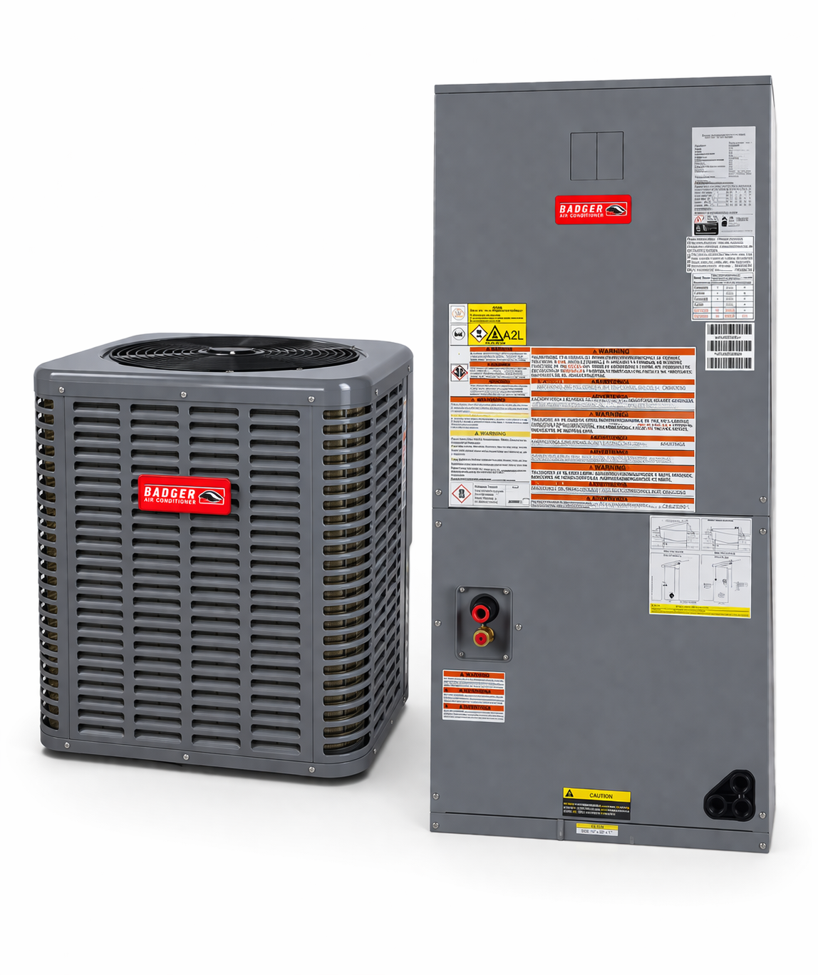 Badger 2 Ton 14.3 SEER2 R-32 Complete AC System with Air Handler – Optional Heat Kit – Models DAC5024A1000A / D4AH4E25A000A