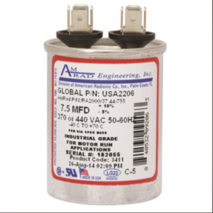 Amrad Engineering Round Motor Run Capacitor 20 MFD 370/440 VAC